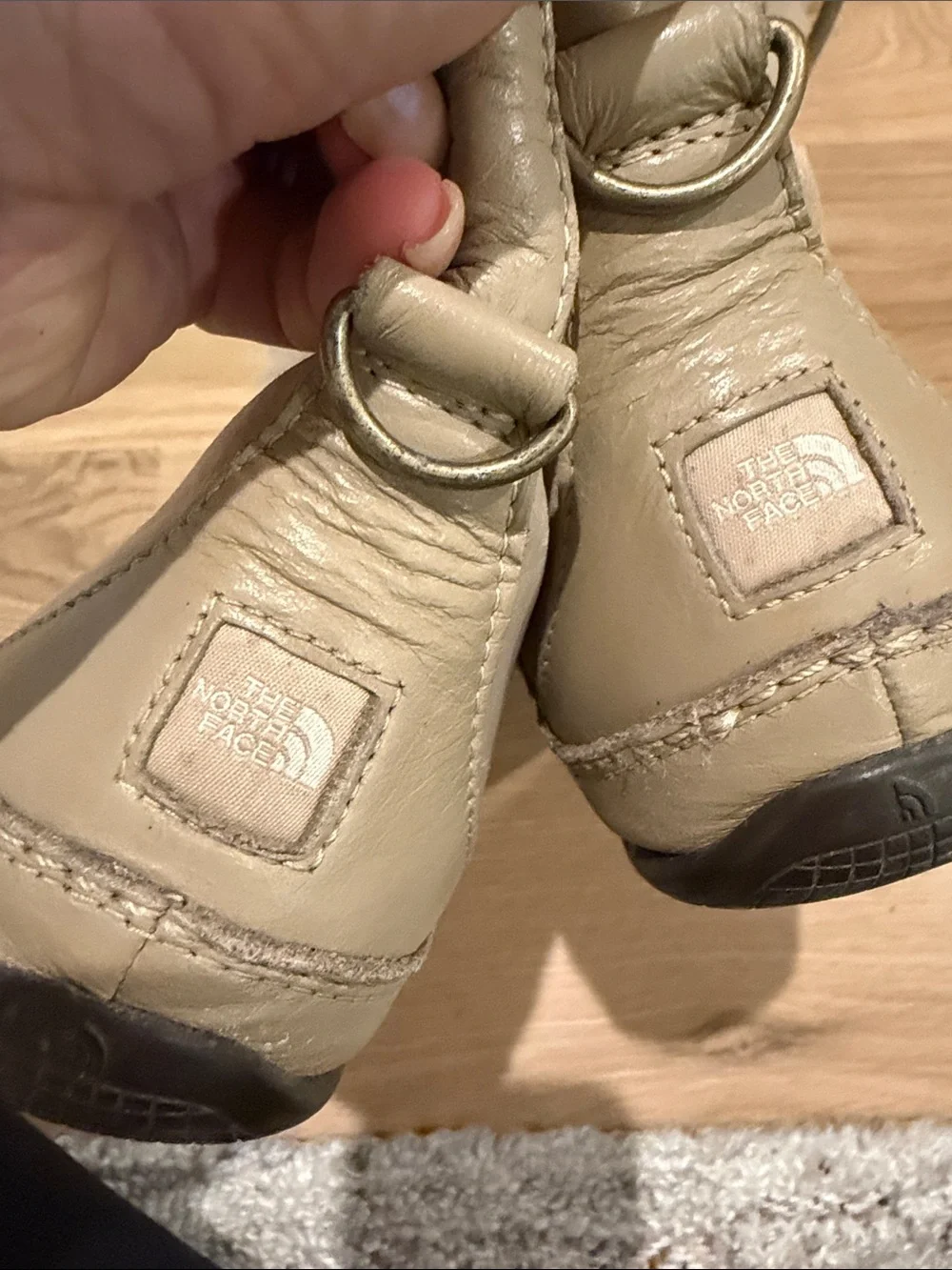 The North Face Women's Cream Suede Shearling Lace-Up Winter Boots